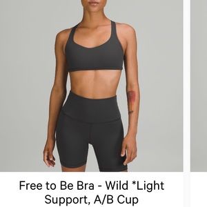 Lululemon Free to be Wild Bra, Size 8, Graphite Grey/Strawberry Milkshake
